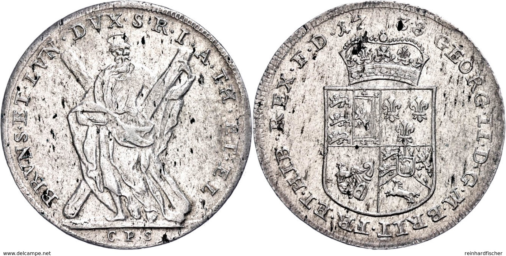 Taler, 1738, Georg II., Welter 2558, Dav. 2089, Kl. Schrötlingsfehler, Vz+. - Sonstige & Ohne Zuordnung