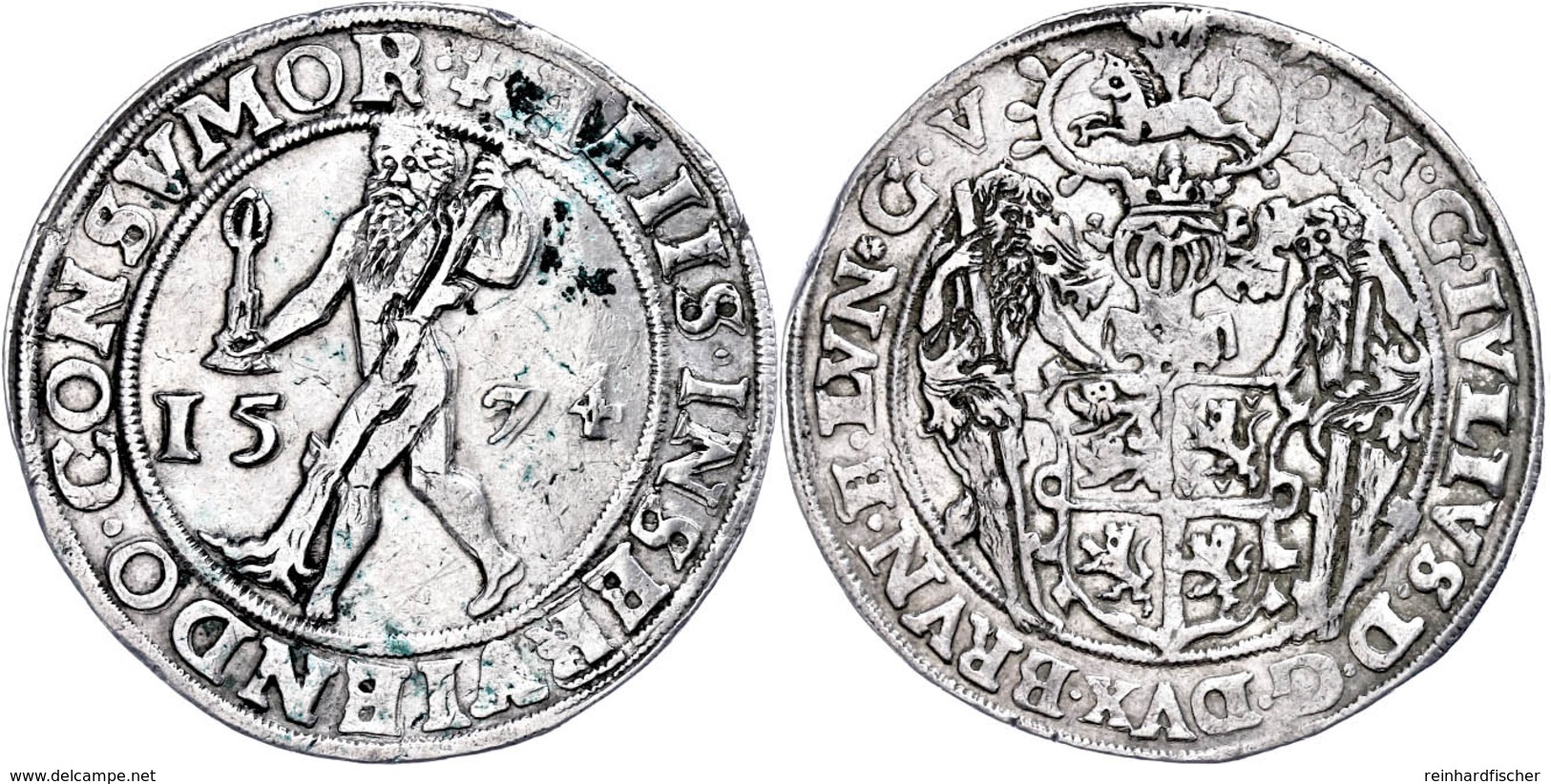 Taler, 1574, Julius, Welter 576, Dav. 9060, Grünspanflecken, Ss.  Ss - Sonstige & Ohne Zuordnung