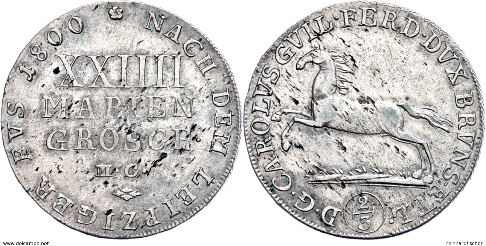 24 Mariengroschen (2/3 Taler), 1800, Karl Wilhelm Ferdinand, Kl. Schrötlingsfehler, Ss-vz.  Ss-vz - Sonstige & Ohne Zuordnung