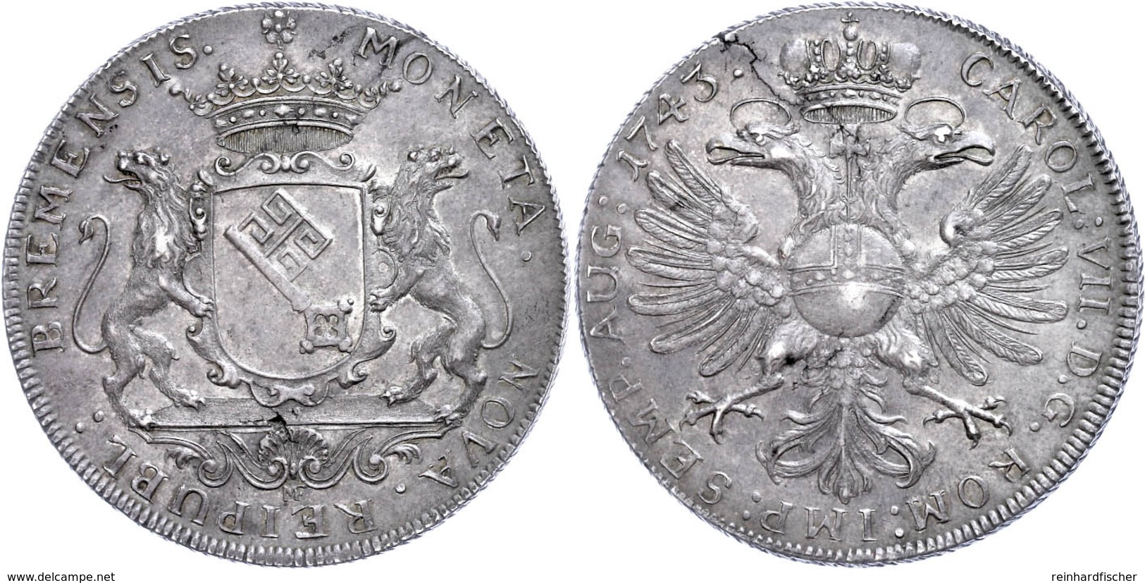 Taler, 1743, Mit Titel Karl VII., Dav. 2049, Jungk 511, Schrötlingsfehler, Schöne Patina, Vz.  Vz - Sonstige & Ohne Zuordnung