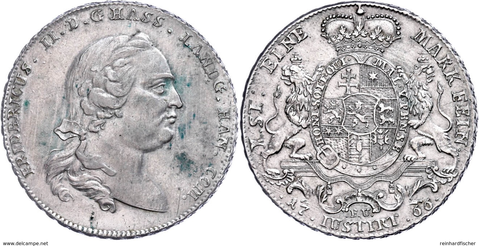 Taler, 1766, Friedrich II., Dav. 2302, Grünspanflecken, F. Vz. - Sonstige & Ohne Zuordnung