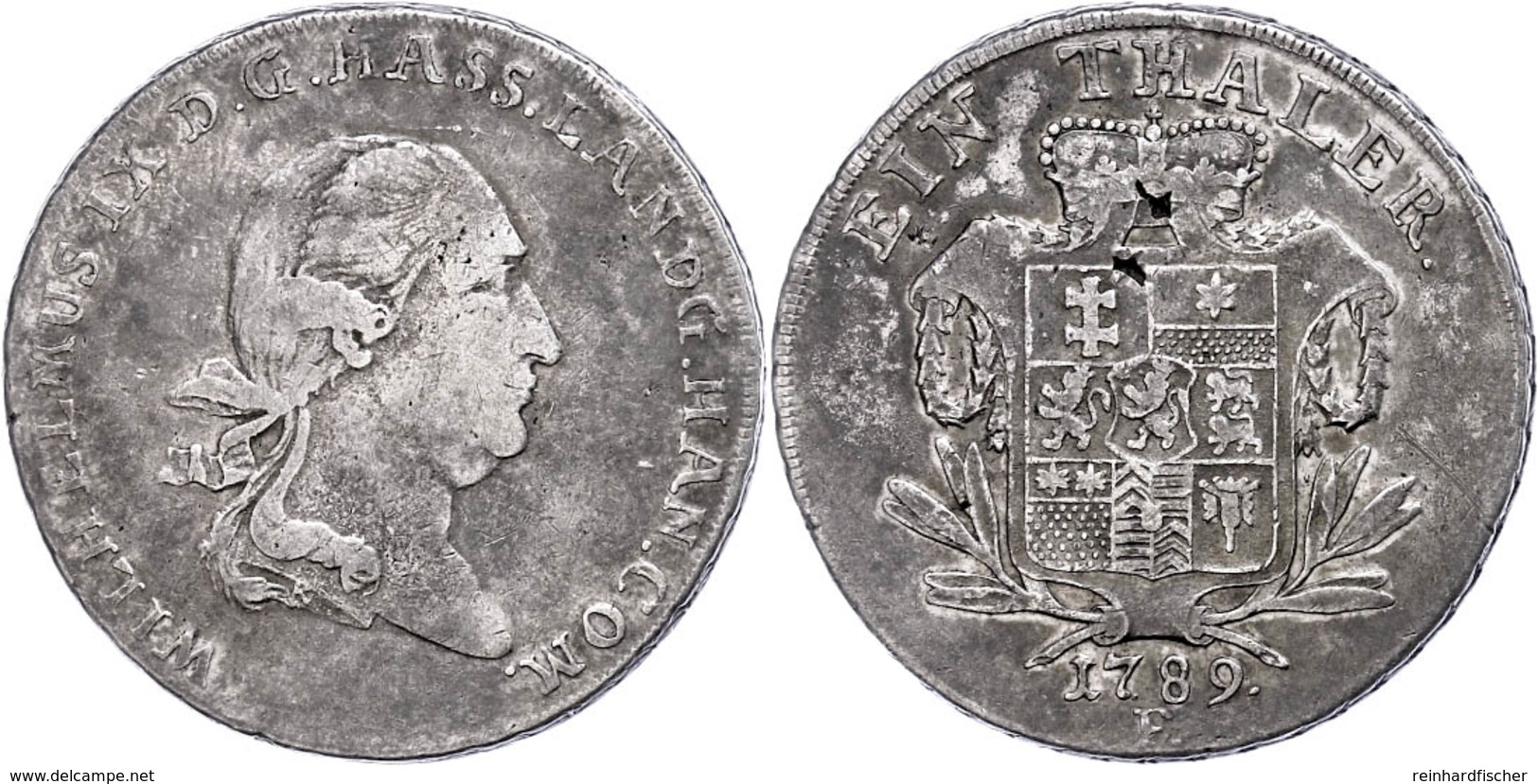 1/2 Taler, 1789, Wilhelm IX., Dav. 2307, Schrötlingsfehler, S-ss.  S-ss - Sonstige & Ohne Zuordnung