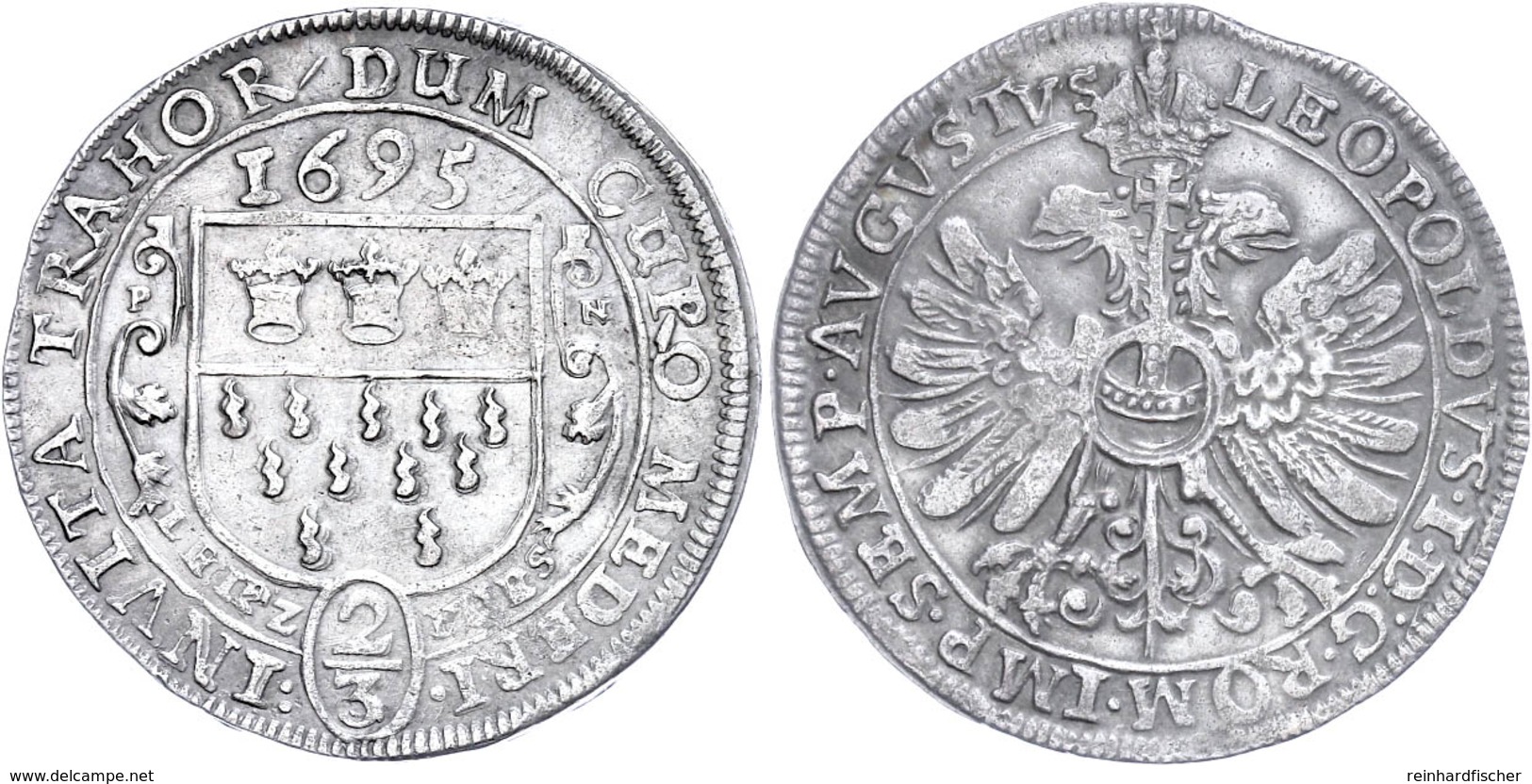 2/3 Taler (Gulden), 1695, Mit Titel Leopolds I., Dav. 473, Noss 545, Ss.  Ss - Sonstige & Ohne Zuordnung