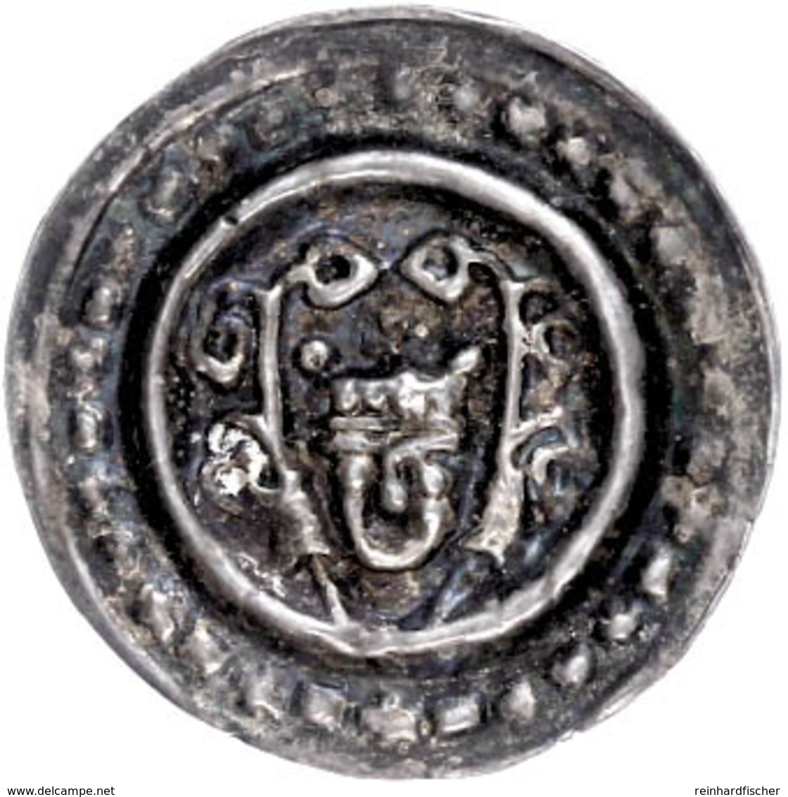 Brakteat (0,51g), 1215-1250, Friedrich II., Brustbild Des Königs Mit Krone Von Vorn, Zwei Dreiblättrige Lindenzweige Hal - Sonstige & Ohne Zuordnung