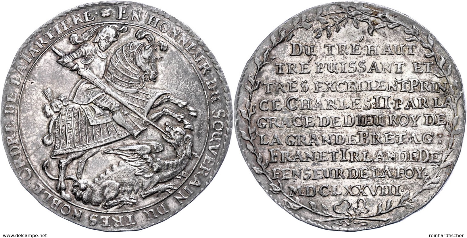 Taler, 1678, Johann Georg II., Zinnaischer Fuß, Auf Die Verleihung Des Hosenbandordens Und Das St.-Georg-Ordensfest, Dav - Sonstige & Ohne Zuordnung