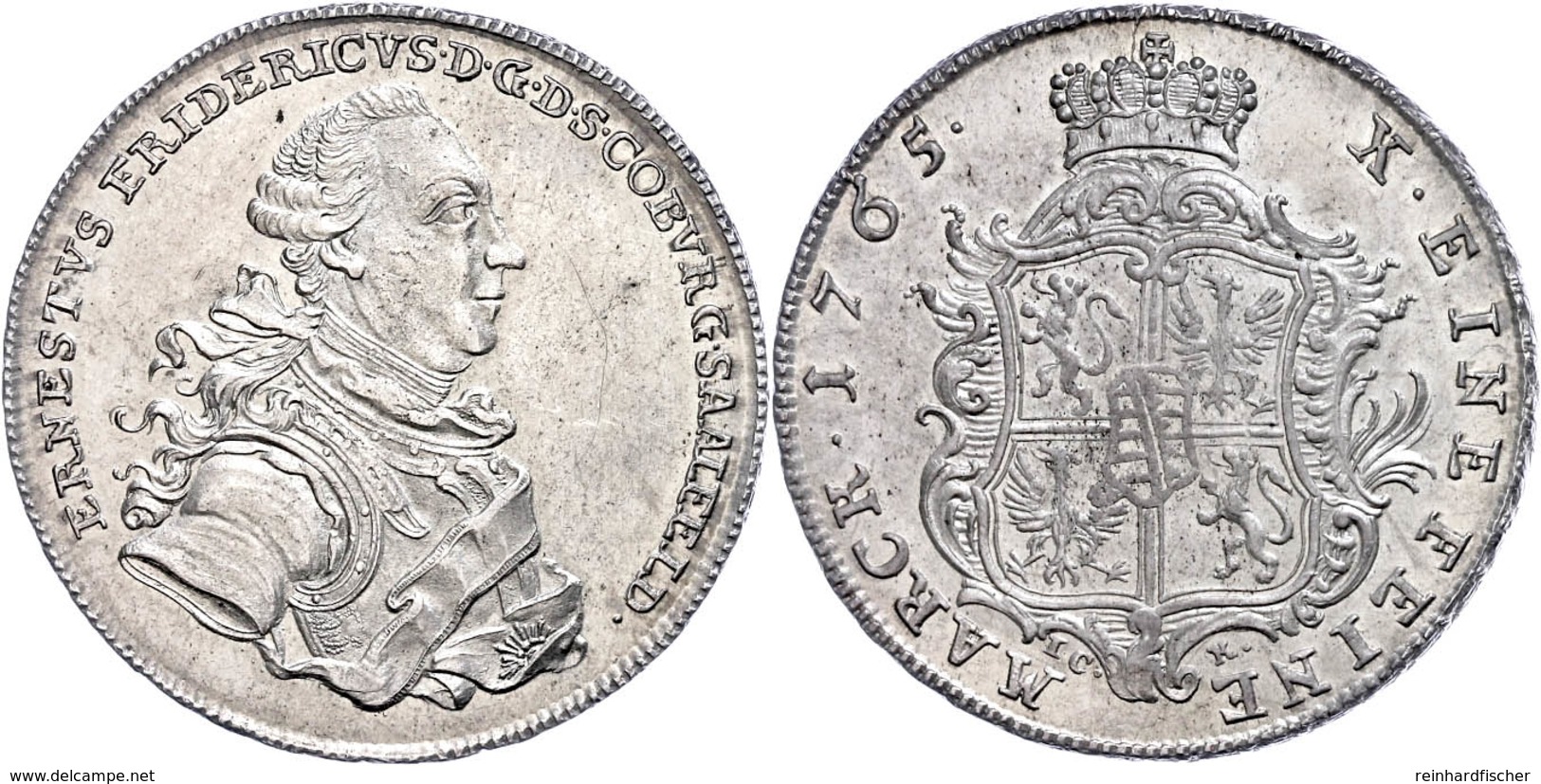 Taler, 1765, Ernst Friedrich, Dav. 2752, Slg. Merseburger 3679, Schnee 613, Avers Vz-st (leicht Berieben), Revers F. St. - Sonstige & Ohne Zuordnung