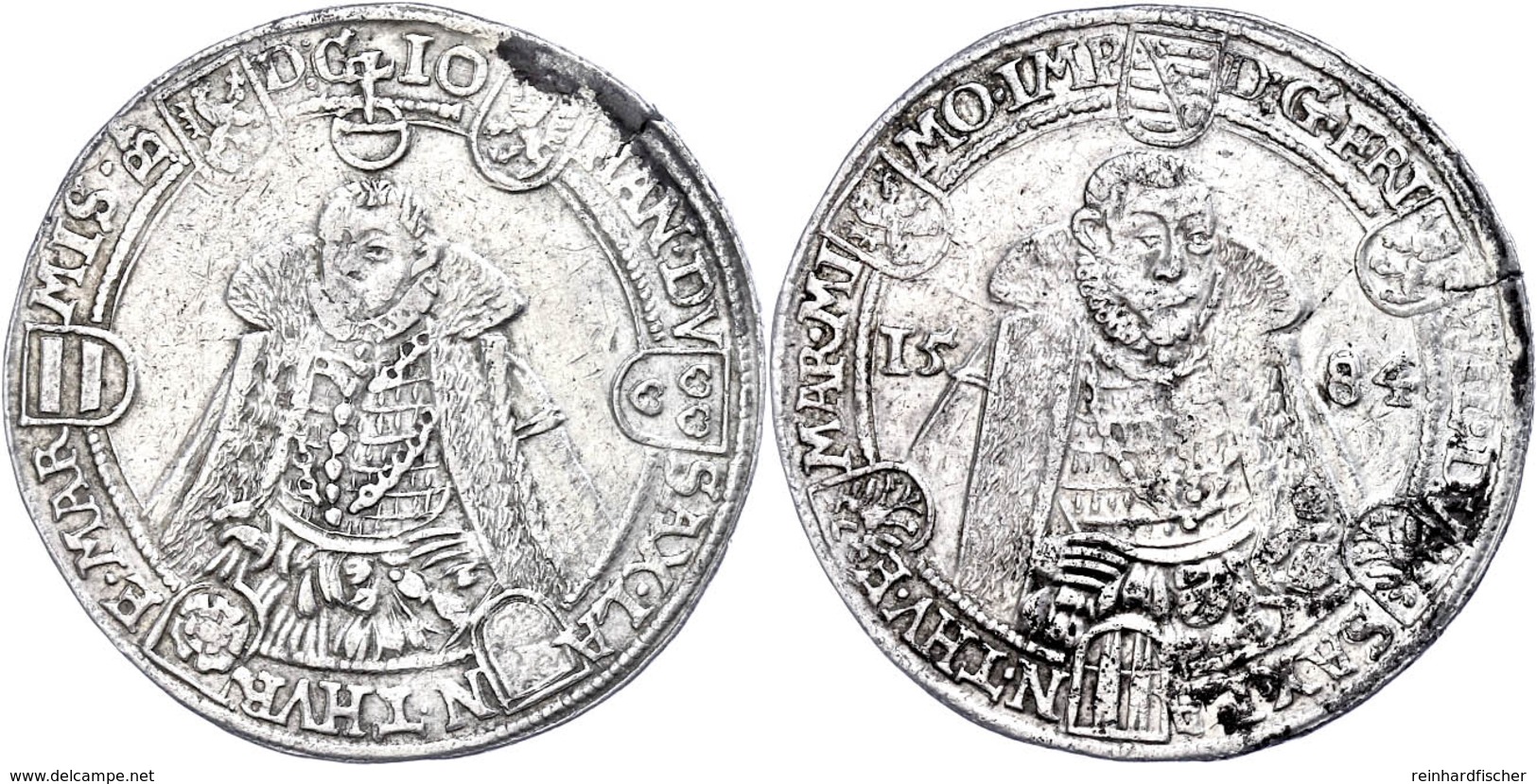 Taler, 1584, Friedrich Wilhelm I. Und Johann, Schnee 328, Dav. 9770, Kl. Schrötlingsriss, Ss.  Ss - Sonstige & Ohne Zuordnung