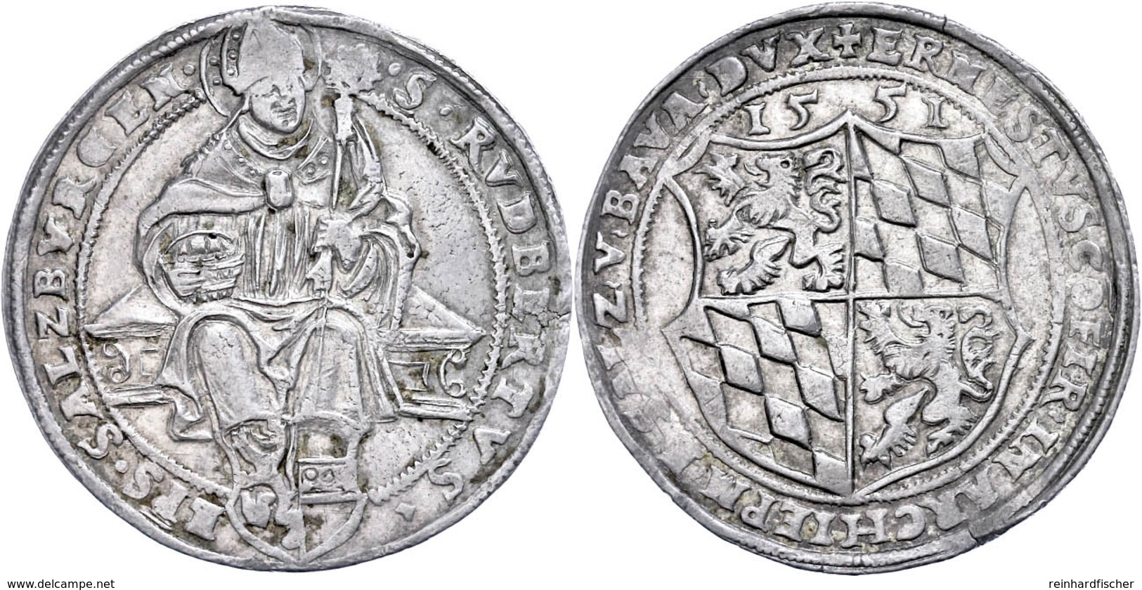 Guldiner, 1551, Ernst Herzog Von Bayern, Zöttl 396, Dav. 8168, Prägeschwäche, Ss-vz.  Ss-vz - Sonstige & Ohne Zuordnung