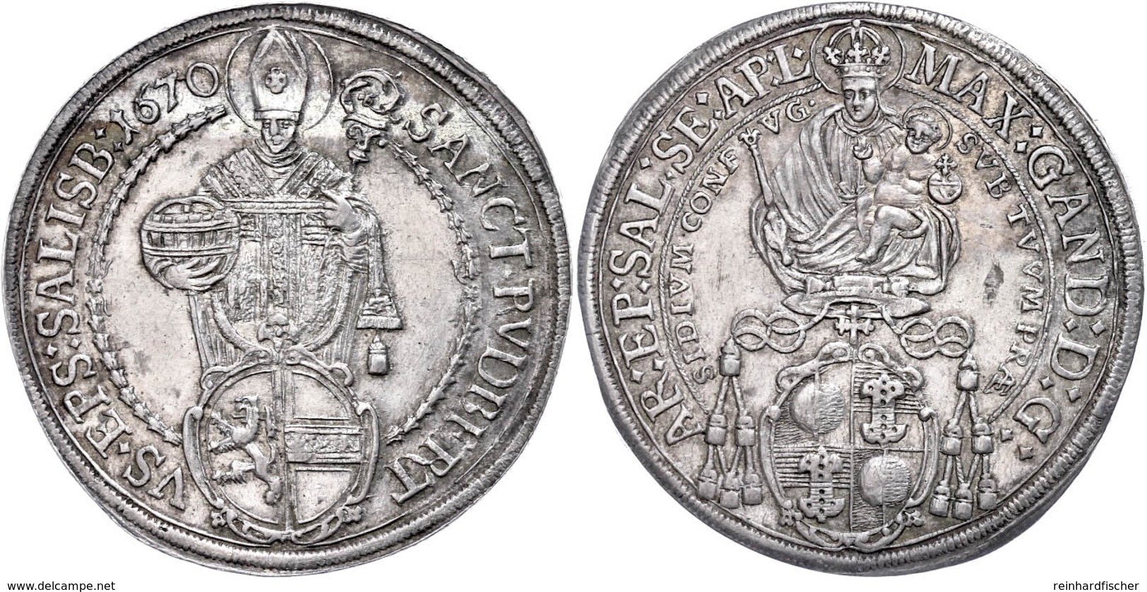 Taler, 1670, Max Gandolph Graf Von Küenburg, Zöttl 1994, Dav. 3508, Kl. Schrötlingsfehler, Vz.  Vz - Sonstige & Ohne Zuordnung