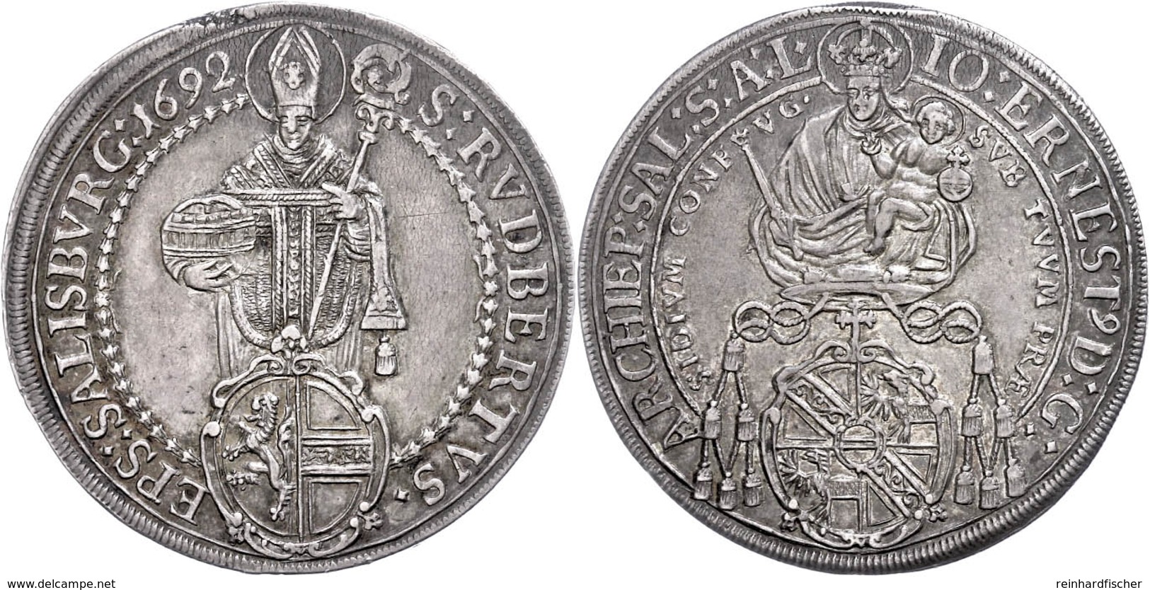 Taler, 1692, Johann Ernst Graf Von Thun Und Hohenstein, Zöttl 2164, Probszt 1798, Kl. Schrötlingsfehler Am Rand, Schöne  - Sonstige & Ohne Zuordnung