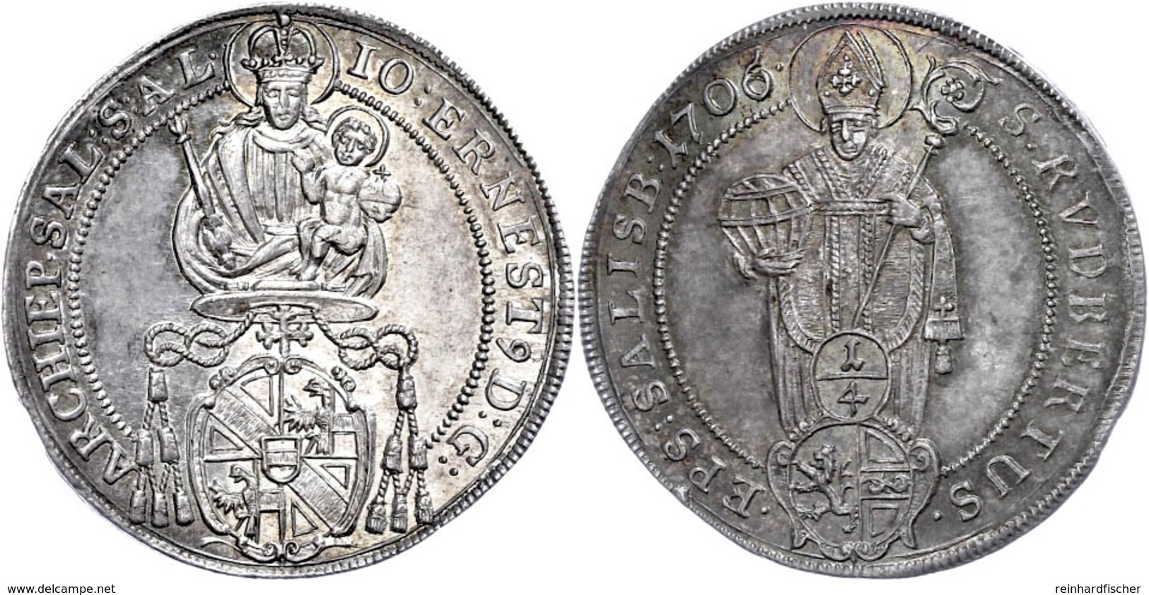 1/4 Taler, 1706, Johann Ernst Graf Von Thun Und Hohenstein, Zöttl 2204, Schöne Patina, St.  St - Sonstige & Ohne Zuordnung