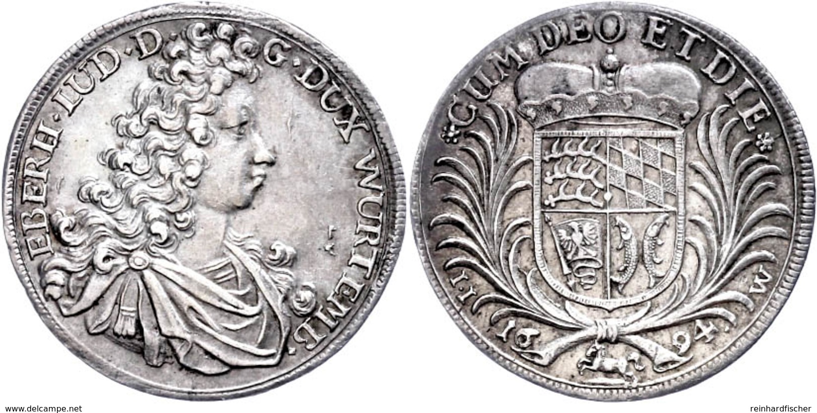 1/4 Taler, 1694, Eberhard Ludwig, Ebner 47, Ss-vz.  Ss-vz - Sonstige & Ohne Zuordnung