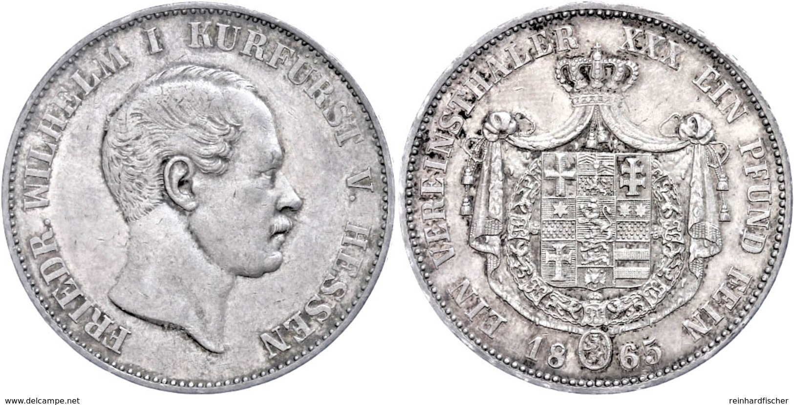 Taler, 1865, Friedrich Wilhelm I., AKS 62, J. 48, Kl. Rf, Ss-vz.  Ss-vz - Sonstige & Ohne Zuordnung