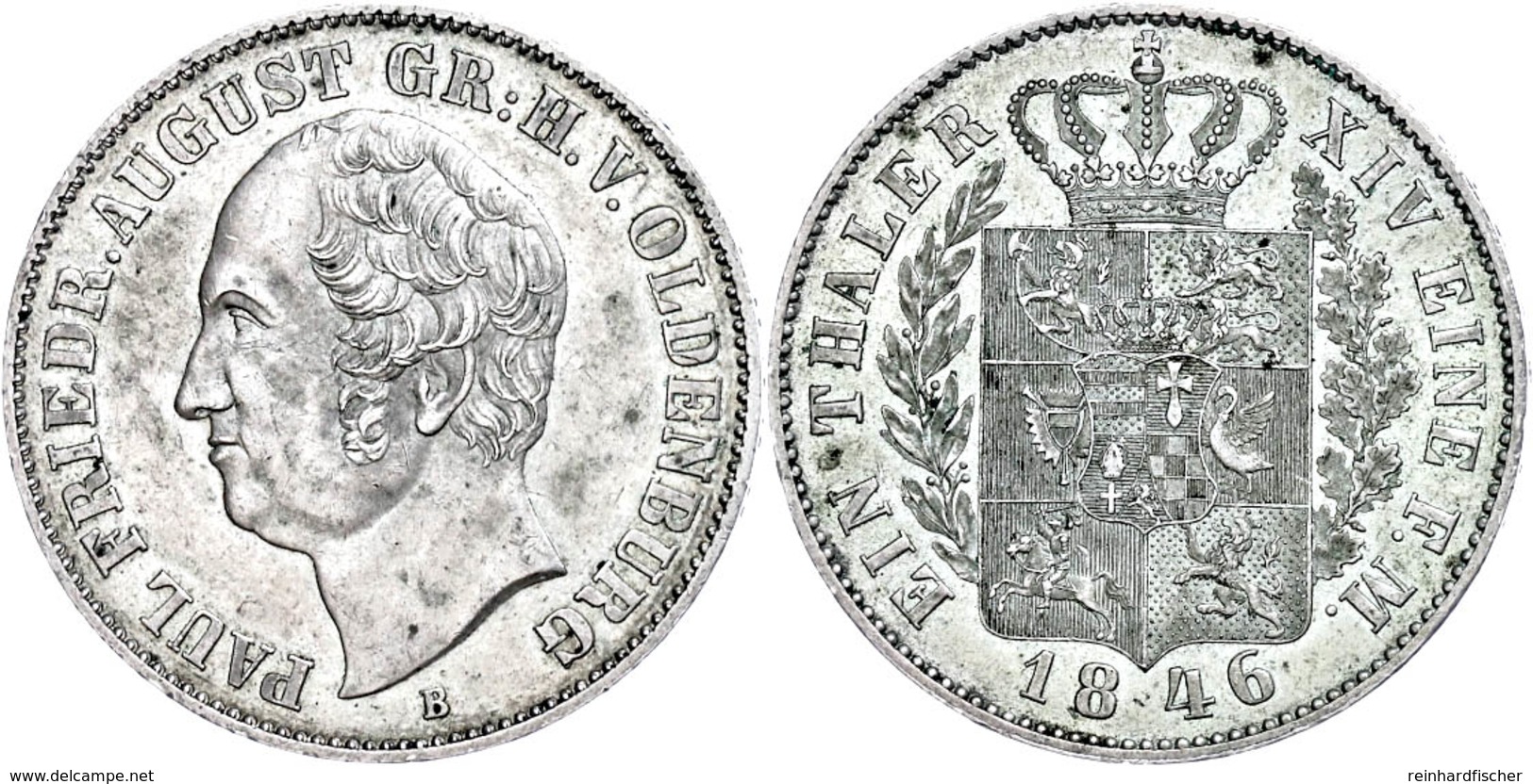 Taler, 1846, Paul Friedrich August, AKS 9, J. 43, Etwas Grünspan, Wz. Rf., Avers F. Vz, Revers Vz. - Sonstige & Ohne Zuordnung