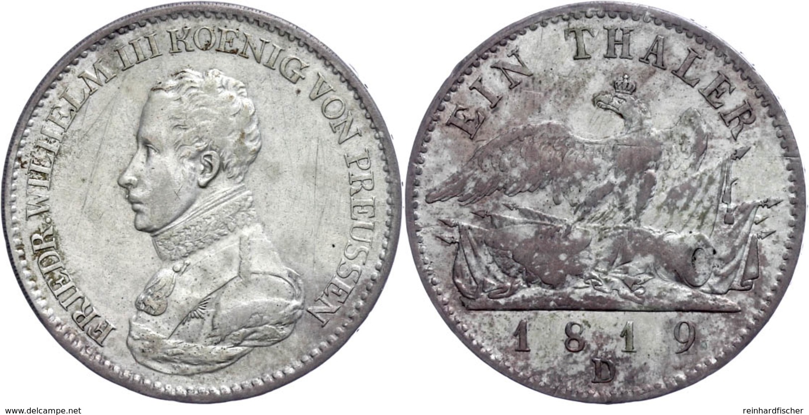 Taler, 1819, D, Friedrich Wilhelm III., AKS 13, J. 37, Kl. Kr., Ss.  Ss - Sonstige & Ohne Zuordnung