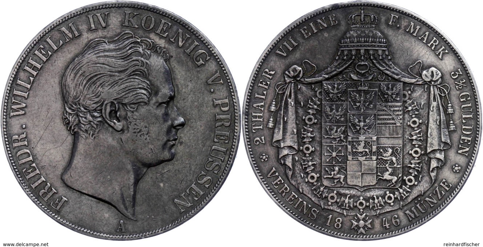 Doppeltaler, 1846, Friedrich Wilhelm IV., AKS 69, Kl. Rf. Und Kr., Ss.  Ss - Sonstige & Ohne Zuordnung