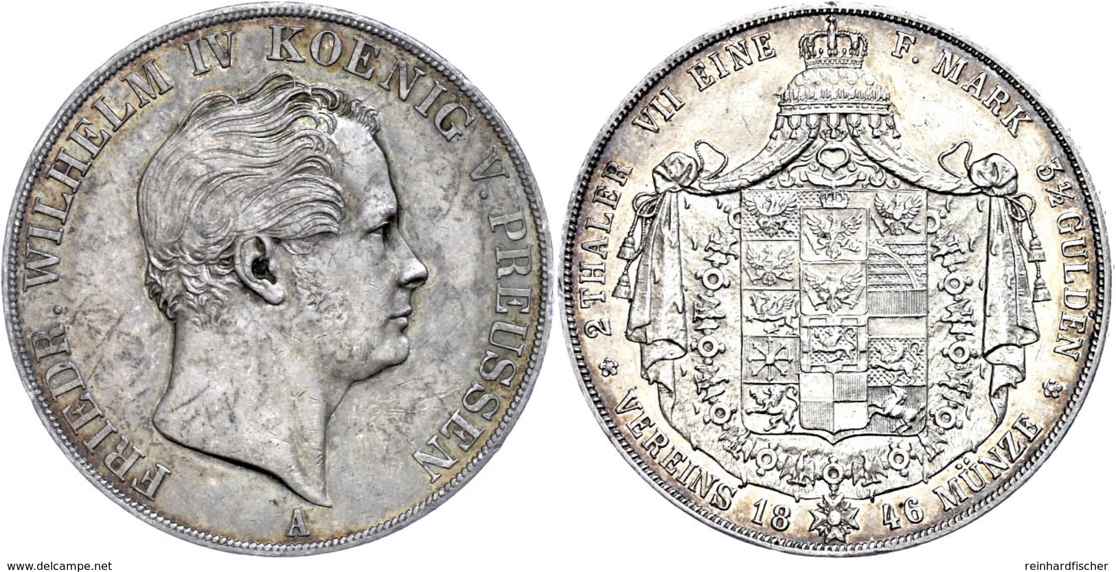 Doppeltaler, 1846, Friedrich Wilhelm IV., AKS 69, Kl. Rf., F. Vz. - Sonstige & Ohne Zuordnung