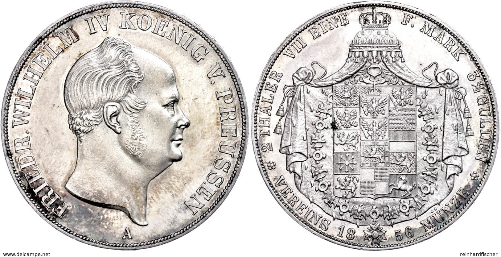 Doppeltaler, 1856, Friedrich Wilhelm IV., AKS 70, J. 82, Kl. Rf. Und Kr., Vz.  Vz - Sonstige & Ohne Zuordnung