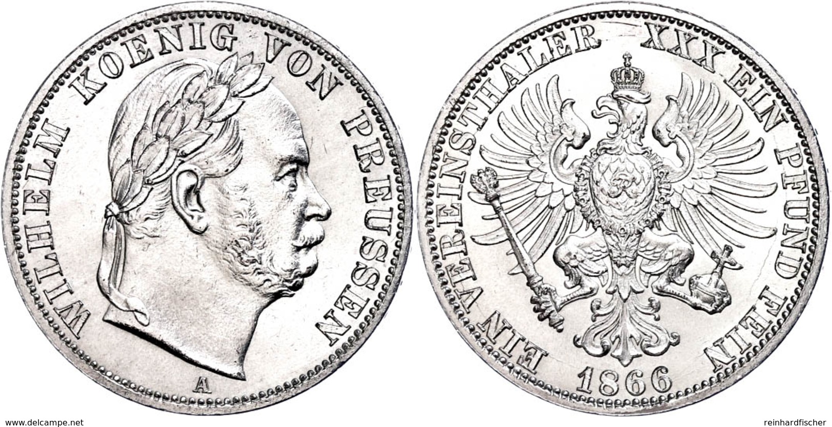 Taler, 1866, Wilhelm I., AKS 117, J. 98, Wz. Rf. Und Kr., Vz-st.  Vz-st - Sonstige & Ohne Zuordnung