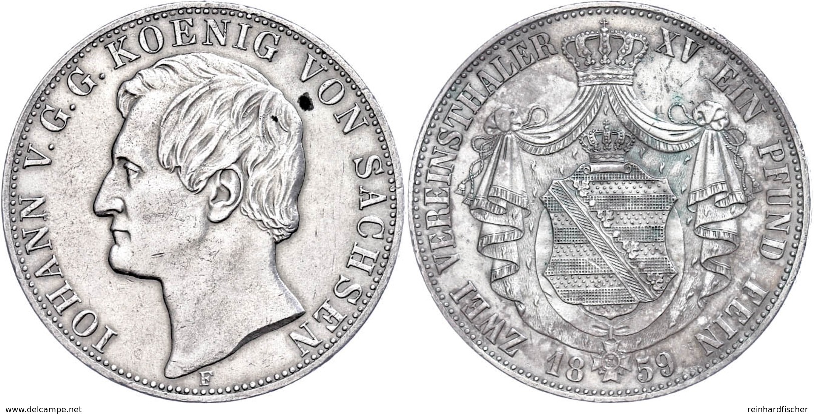 Doppeltaler, 1859, Johann, AKS 126, Wz. Rf., Ss-vz.  Ss-vz - Sonstige & Ohne Zuordnung