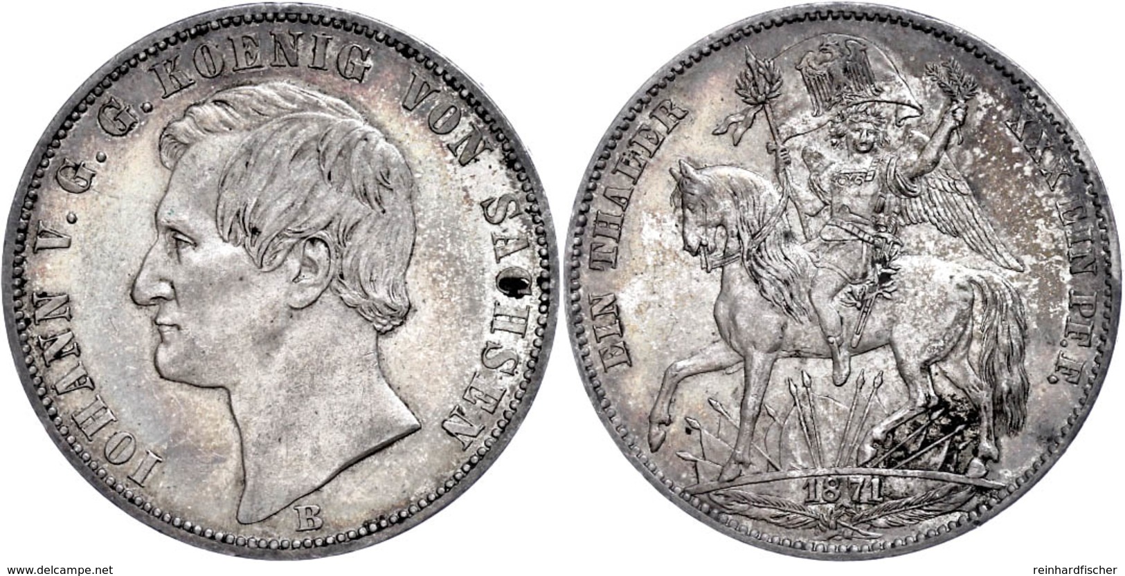 Taler, 1871, Johann, Auf Den Sieg über Frankreich, AKS 159, J. 132, Vz.  Vz - Sonstige & Ohne Zuordnung