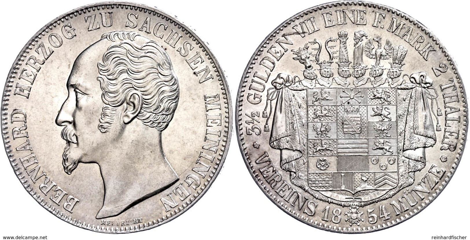 Doppeltaler, 1854, Bernhard II. Erich Freund, AKS 182, J. 446, Wz. Rf., Avers Vz-st, Revers St. - Sonstige & Ohne Zuordnung