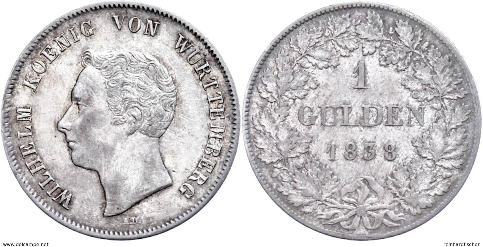 Gulden, 1838, Wilhelm I., AKS 84, J. 63, Vz.  Vz - Sonstige & Ohne Zuordnung