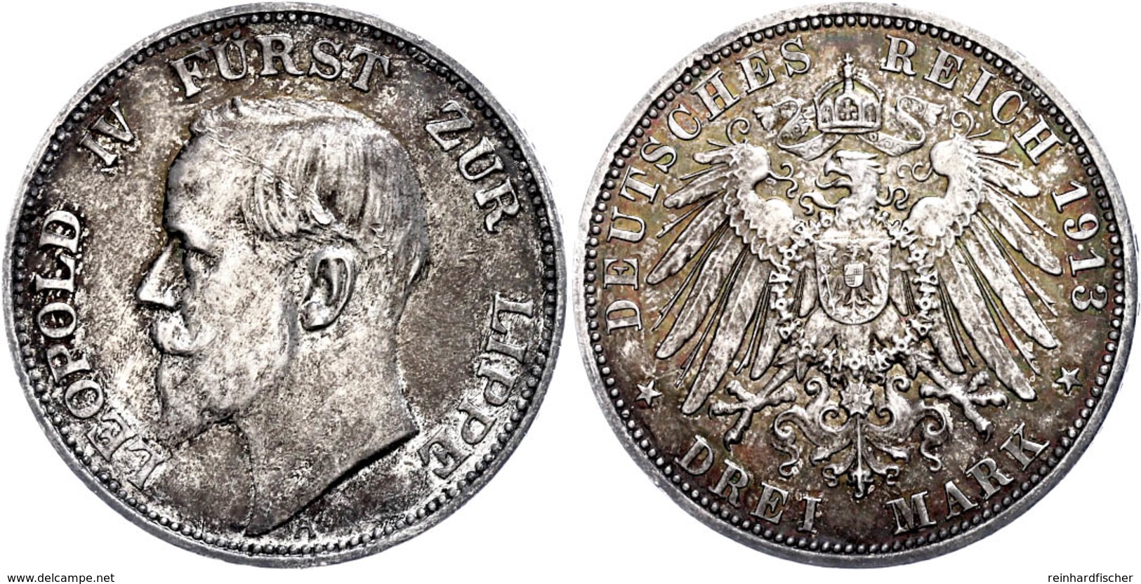 3 Mark, 1913, Leopold IV., Wz. Rf., Vz., Katalog: J. 79 Vz - Sonstige & Ohne Zuordnung