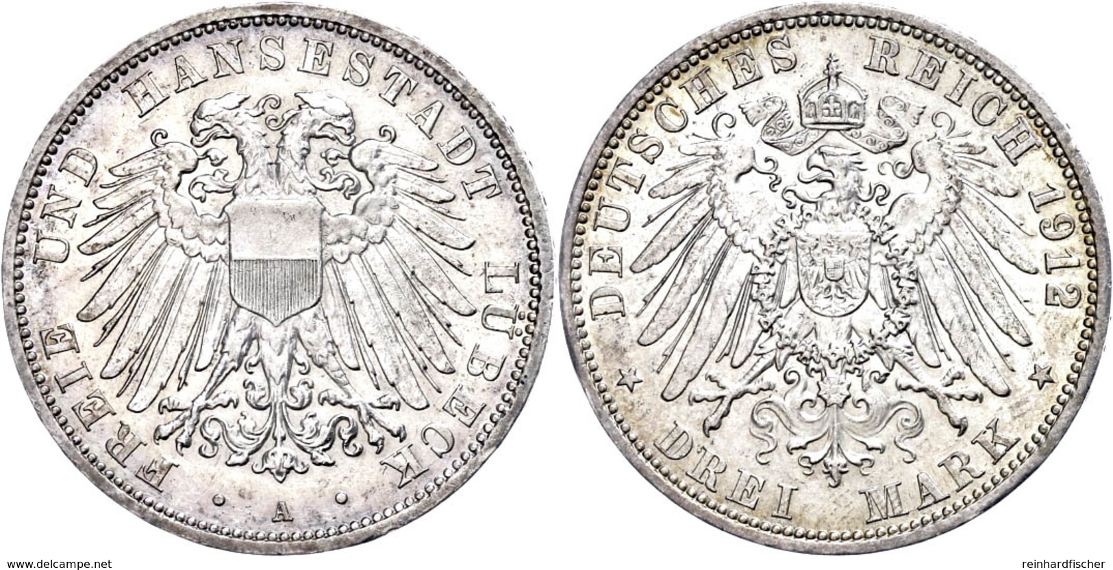 3 Mark, 1912, Kl. Rf., Vz., Katalog: J. 82 Vz - Sonstige & Ohne Zuordnung