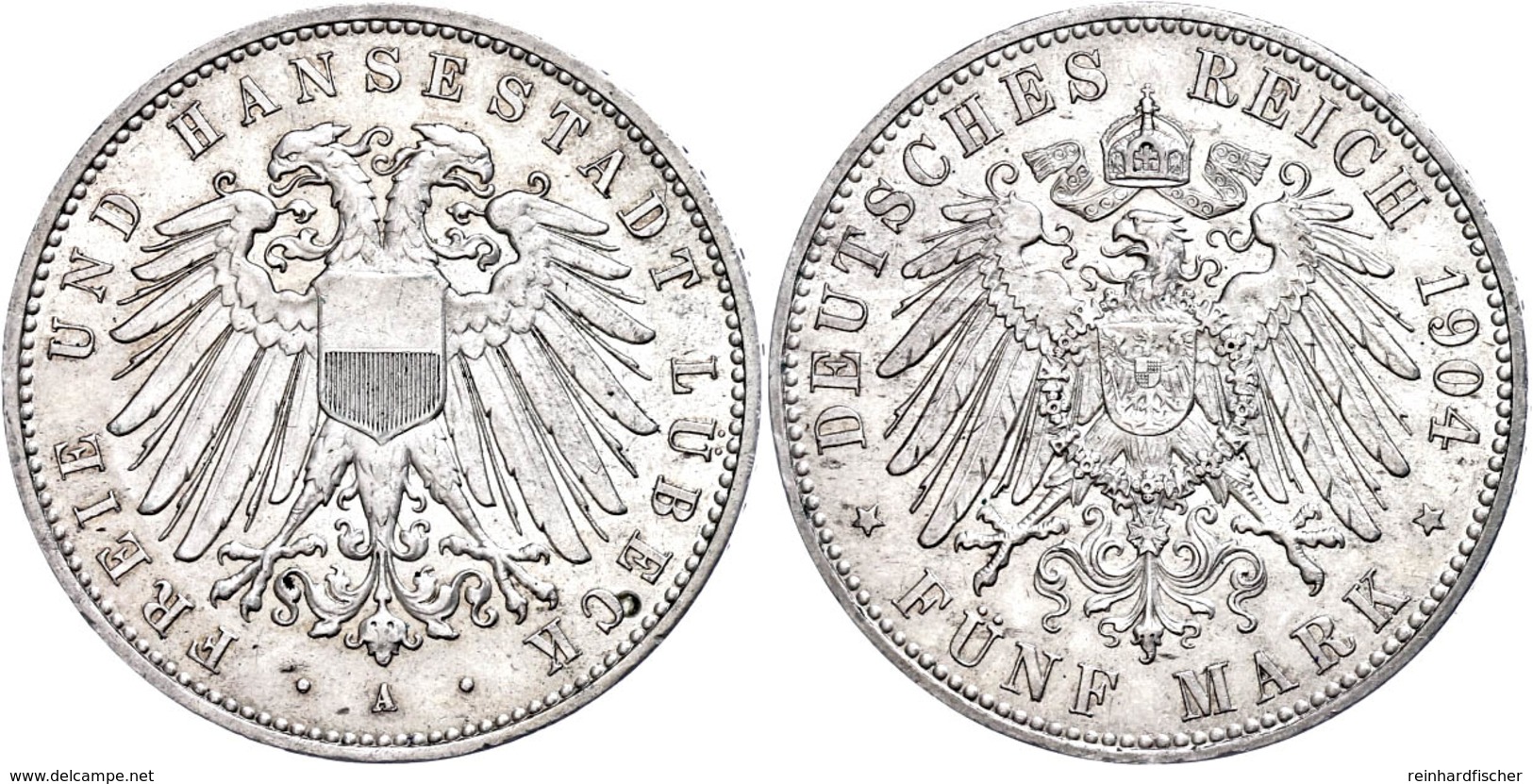 5 Mark, 1904, Kl. Rf., Vz., Katalog: J. 83 Vz - Sonstige & Ohne Zuordnung