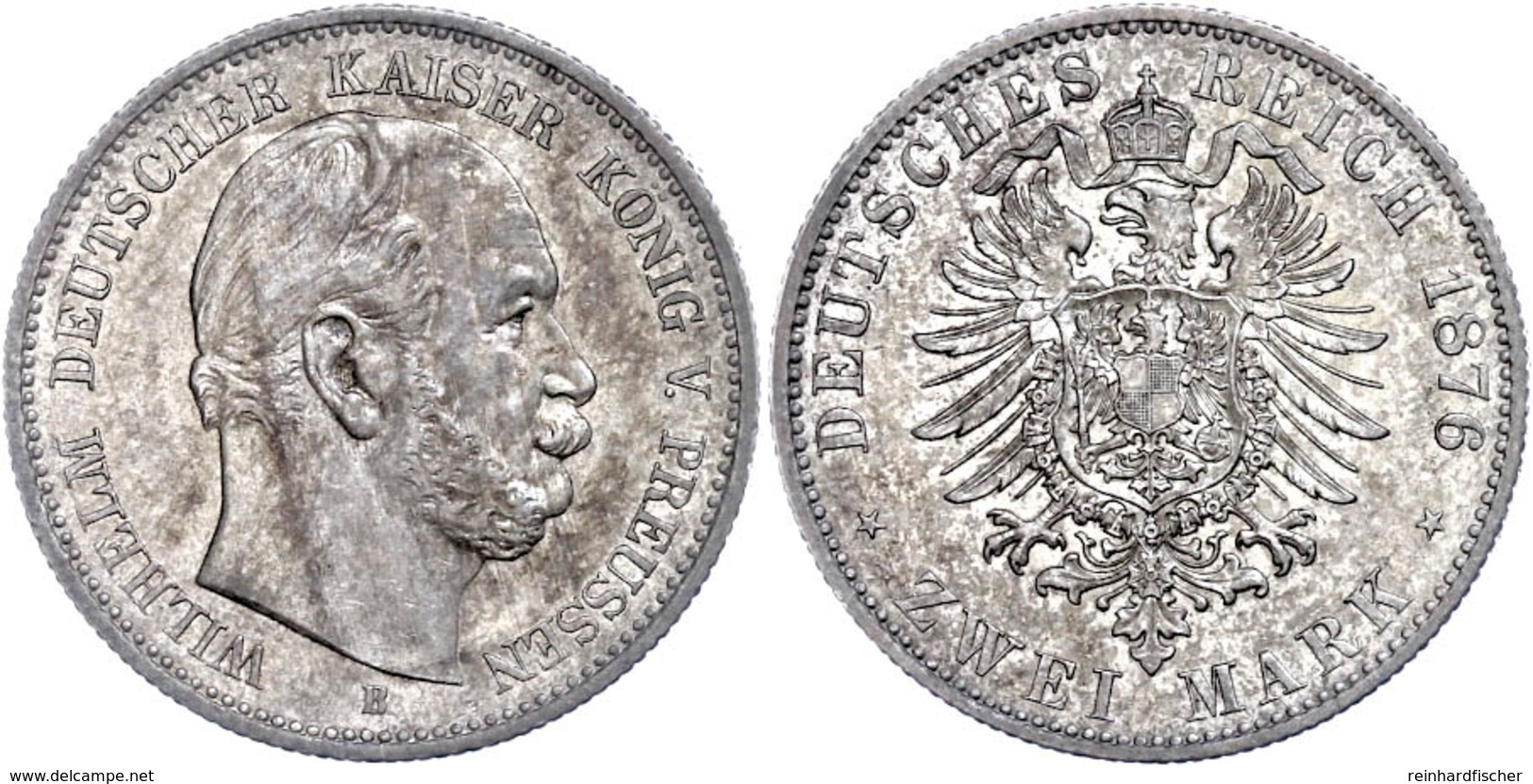 2 Mark, 1876, B,  Wilhelm I., Wz. Kratzer Auf Dem Avers, F. St., Katalog: J. 96 - Sonstige & Ohne Zuordnung