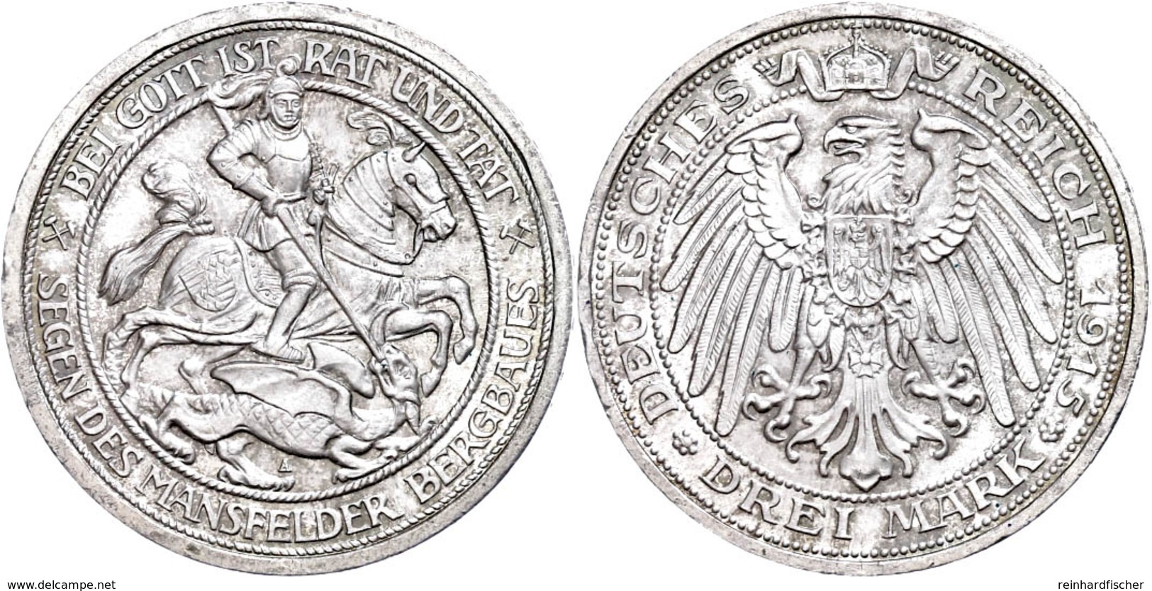 3 Mark, 1915, Mansfeld, Kl. Rf., F. St., Katalog: J. 115 - Sonstige & Ohne Zuordnung