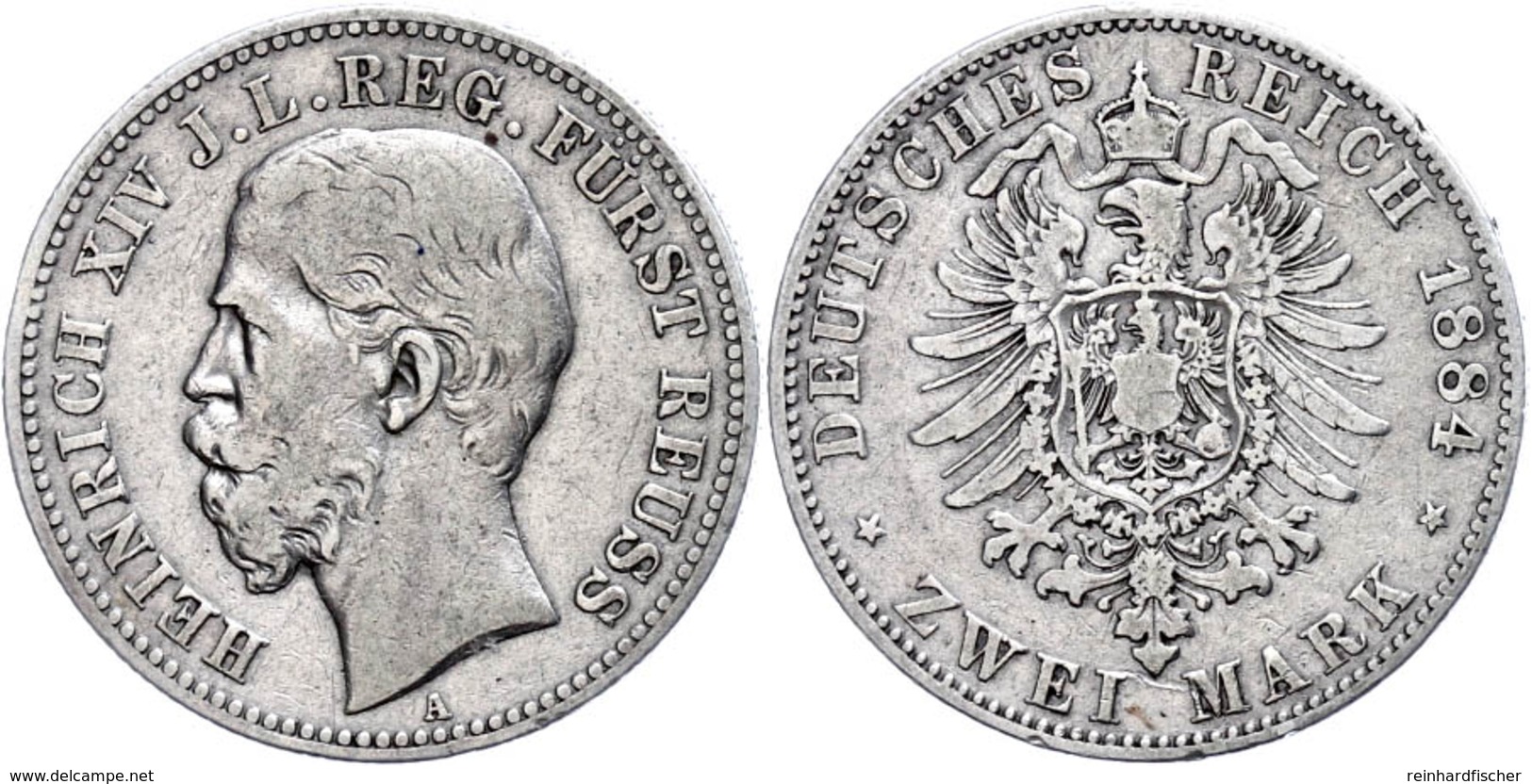 2 Mark, 1884, Heinrich XIV., S, Katalog: J. 120 S - Sonstige & Ohne Zuordnung