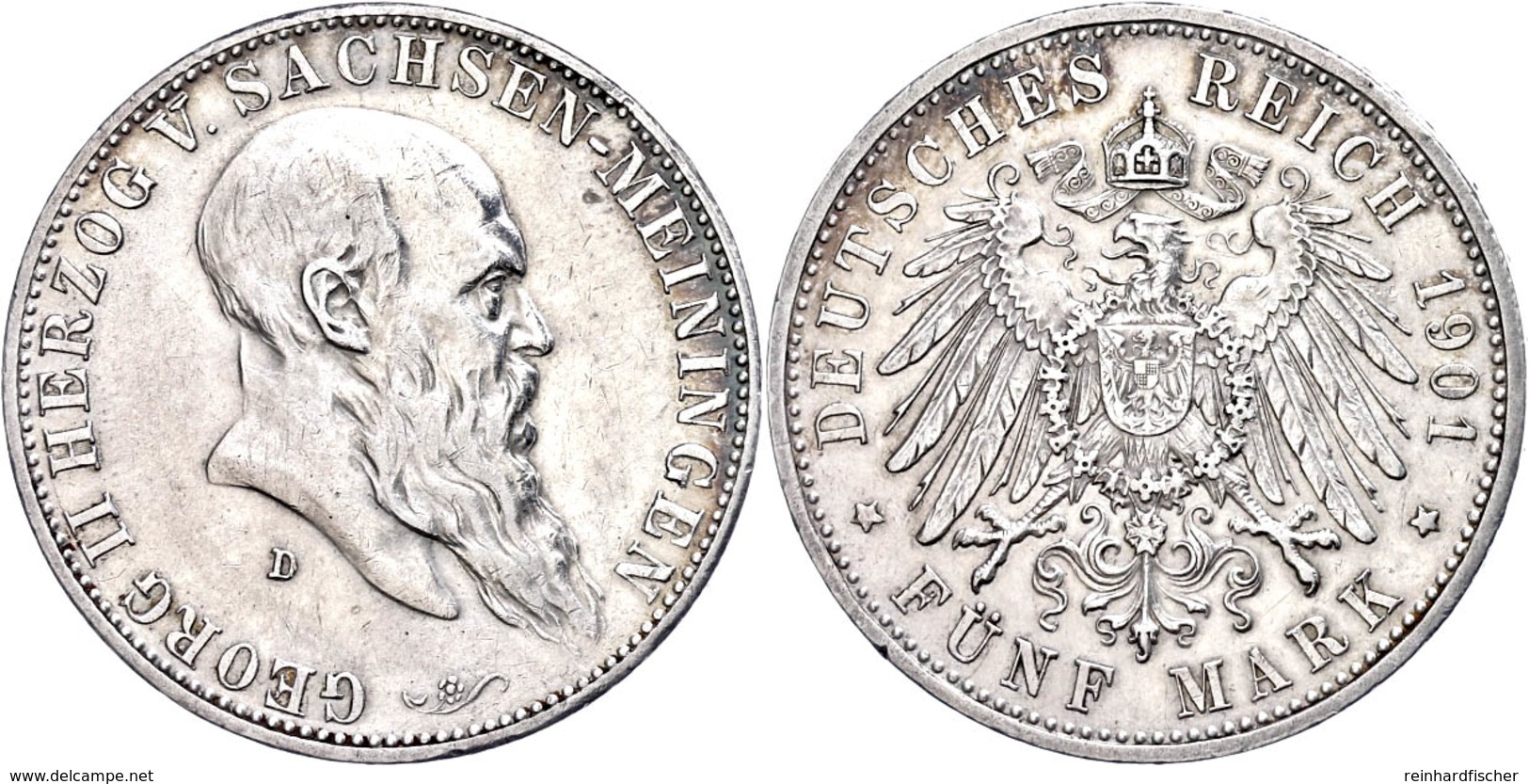 5 Mark, 1901, Georg II., Kl. Rf., Ss., Katalog: J. 150 Ss - Sonstige & Ohne Zuordnung