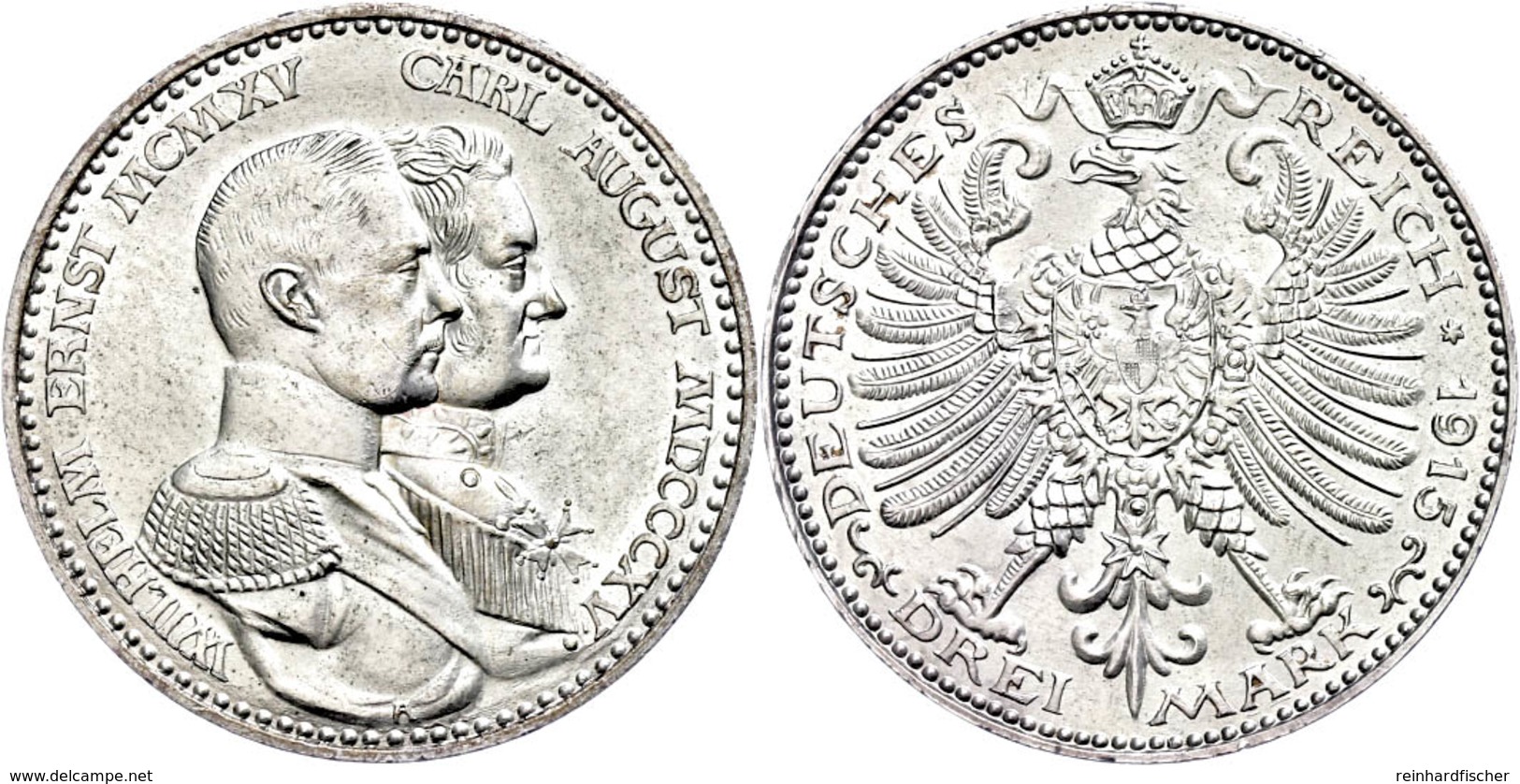 3 Mark, 1915, Wilhelm Ernst, Hundertjahrfeier Des Großherzogtums, Kl. Rf., Vz-st., Katalog: J. 163 Vz-st - Sonstige & Ohne Zuordnung