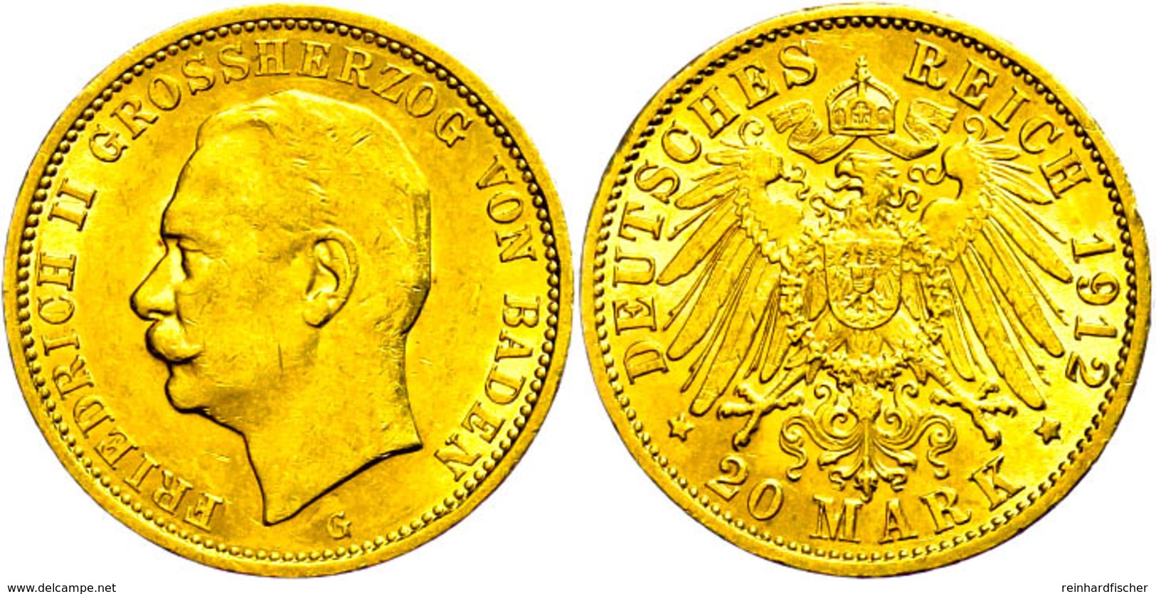 20 Mark, 1912, Friedrich II., Kl. Rf. Und Kr., Vz., Katalog: J. 192 Vz - Sonstige & Ohne Zuordnung