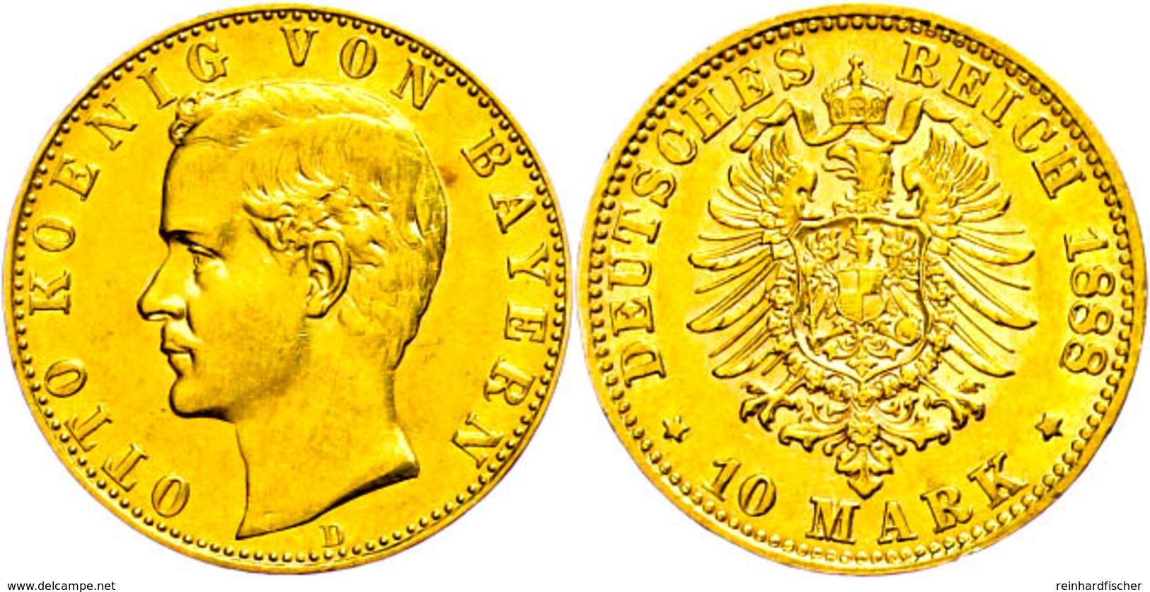 10 Mark, 1888, Otto, Kl. Rf., Ss-vz., Katalog: J. 198 Ss-vz - Sonstige & Ohne Zuordnung