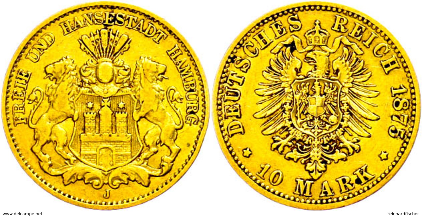 10 Mark, 1875, Kl. Rf., Ss., Katalog: J. 209 Ss - Sonstige & Ohne Zuordnung