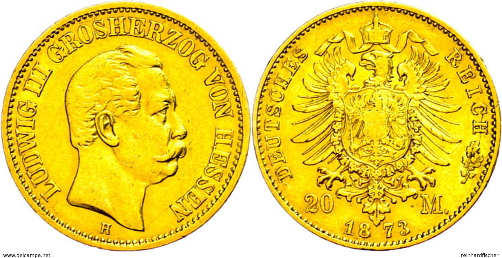 20 Mark, 1872, Ludwig III., Leicht Berieben, Wz. Rf., Ss., Katalog: J. 214 Ss - Sonstige & Ohne Zuordnung