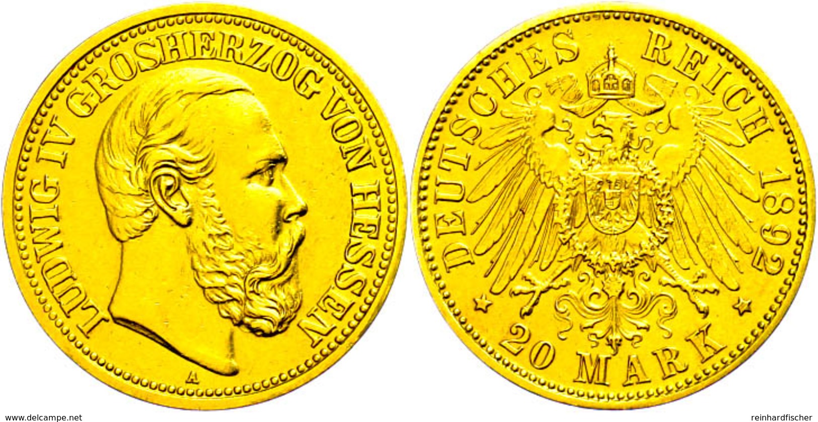 20 Mark, 1892, Ludwig IV., Wz. Rf., Vz., Katalog: J. 221 Vz - Sonstige & Ohne Zuordnung