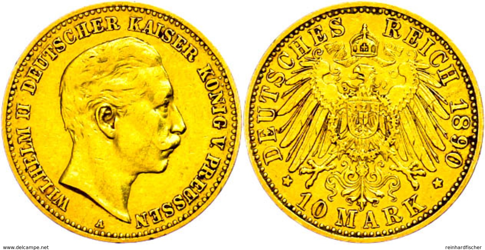 10 Mark, 1890, Wilhelm II., Wz. Rf., Ss., Katalog: J. 251 Ss - Sonstige & Ohne Zuordnung