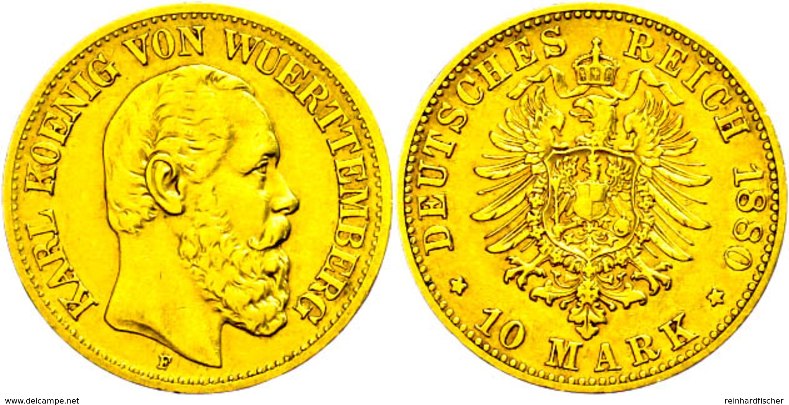 10 Mark, 1880, Karl, Kl. Rf., Ss., Katalog: J. 292 Ss - Sonstige & Ohne Zuordnung