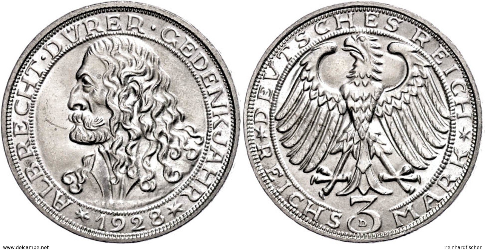 3 Reichsmark, 1928, Dürer, Kl. Rf., F. St., Katalog: J. 332 - Sonstige & Ohne Zuordnung