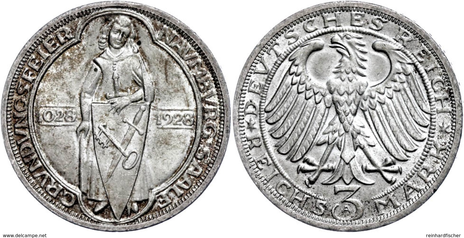 3 Reichsmark, 1928, Naumburg, F. St., Katalog: J. 333 - Autres & Non Classés