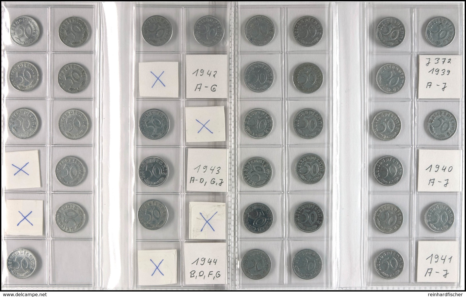 Lot Zu 35 X 50 Reichspfennig (J. 372), 1939-1944, Komplett Ohne 1944 G. Erhaltung Meist Um Ss., Katalog: J. 372 - Sonstige & Ohne Zuordnung