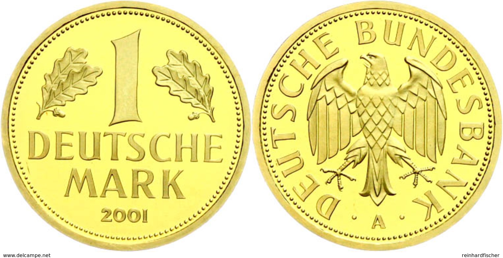 1 Mark, Gold, 2001, A, Abschiedsmark, In Kapsel (leicht Beschädigt), St., Katalog: J. 481 St - Altri & Non Classificati