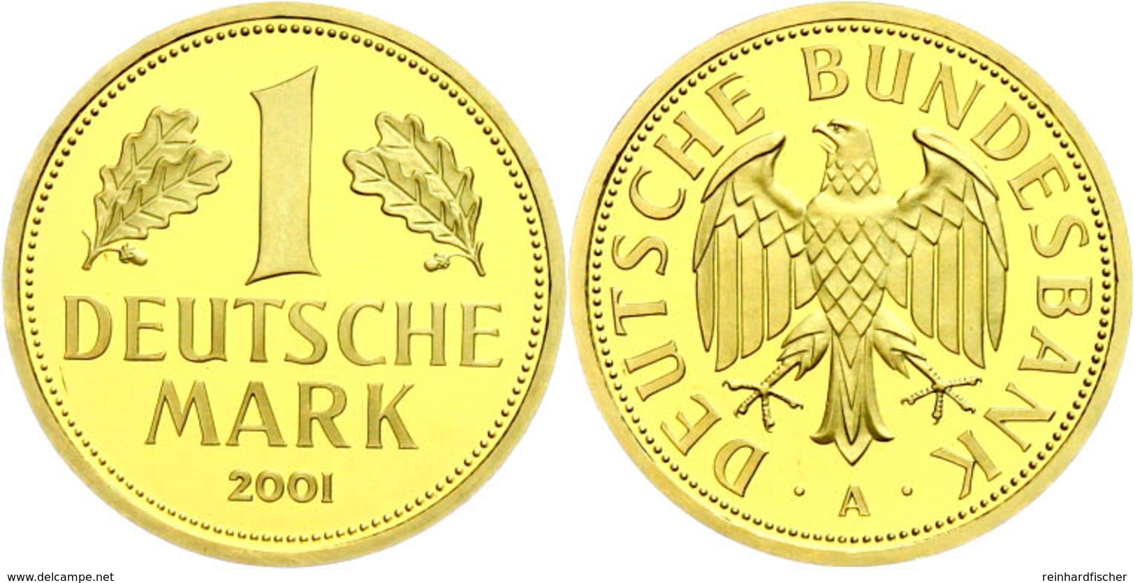 1 Mark, Gold, 2001, A, Abschiedsmark, In Kapsel (leicht Beschädigt), St., Katalog: J. 481 St - Sonstige & Ohne Zuordnung