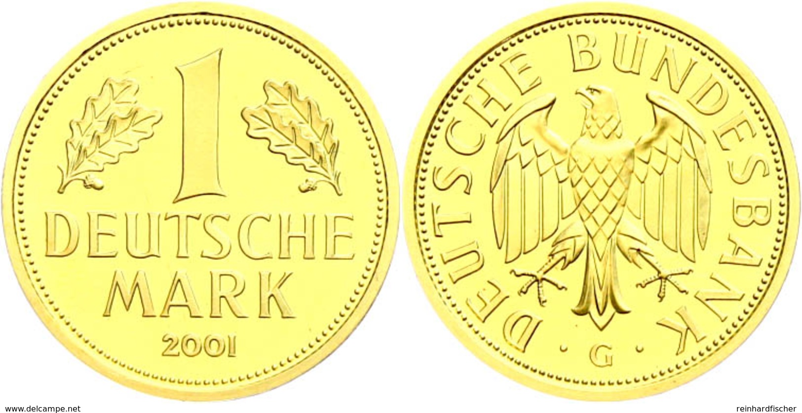 1 Mark, Gold, 2001, Abschiedsmark, Mzz G, In Originalkapsel, St., Katalog: J. 481 St - Sonstige & Ohne Zuordnung