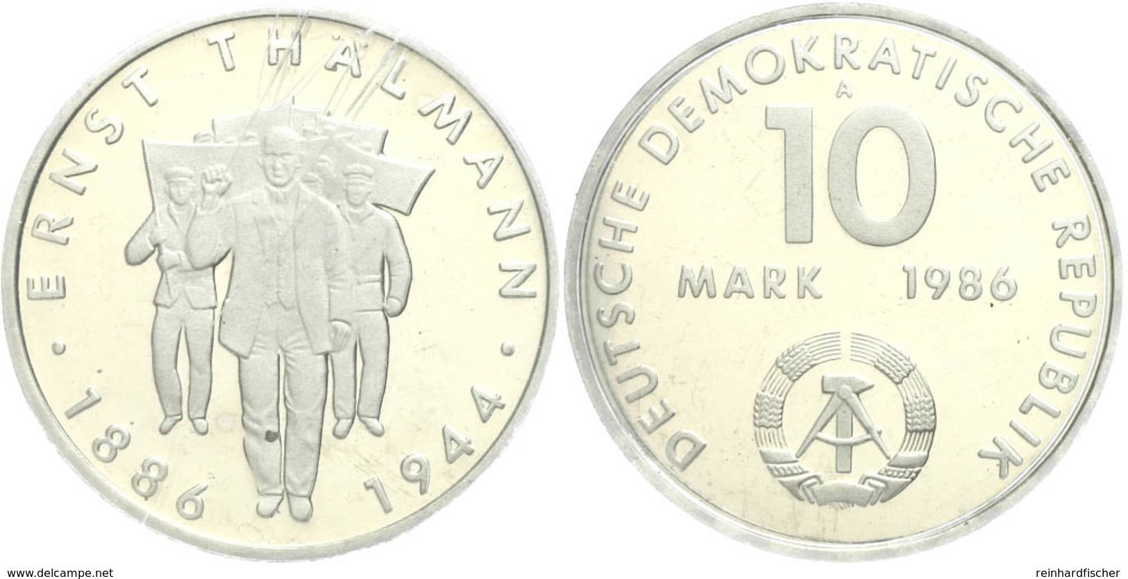 10 Mark, 1986, Thälmann, In Hartplastik Verplombt (Plastik Zerkratzt), PP., Katalog: J. 1608 PP - Sonstige & Ohne Zuordnung