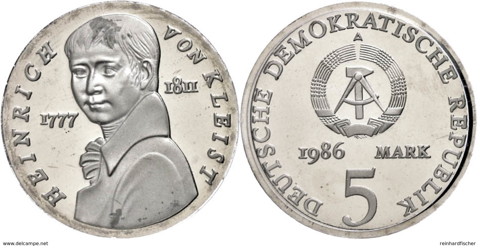 5 Mark, 1986, Kleist, In Hartplastik Verplombt, PP., Katalog: J. 1611 PP - Sonstige & Ohne Zuordnung